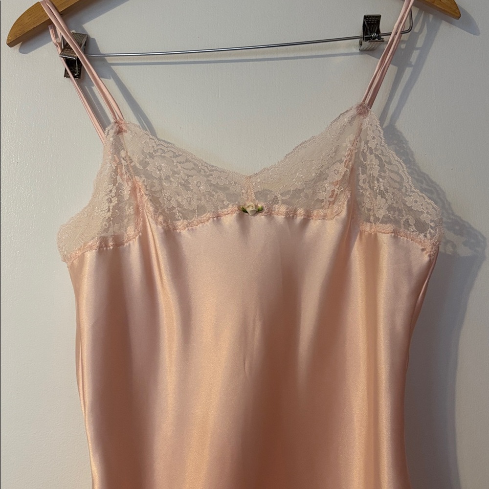 Vintage 80’s Victoria Secret Lace Satin Peach Pink 70s Gold Crown Label Romantic - Picture 8 of 17